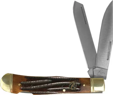 American Buffalo Knife & Tool Back Trapper 3.25" Coffee Handle Knife