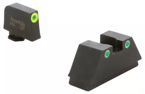 Amerigo Custom Combination Tall Suppressor Height Set - All Glock Models Except 42 43 / Front Tritium - Green / Front Outline - LumiGreen / Rear Trit