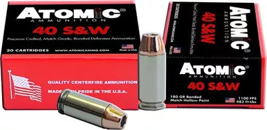 Atomic Ammunition .40 Smith & Wesson 180 Grain Bonded Hollow Point Ammo 20 Rounds/Box