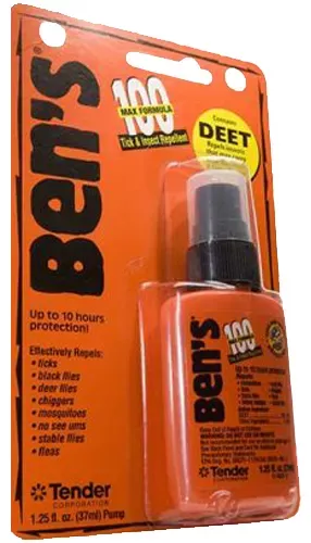 Ben's 100 Odorless Scent 1.25 oz Spray Repels Ticks & Biting Insects Effective Up to 10 hrs