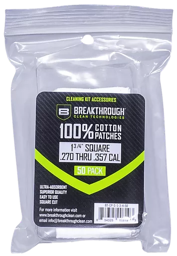 Breakthrough Clean Technologies Gun Cleaning Patches .270-.357 Caliber 50 Pack
