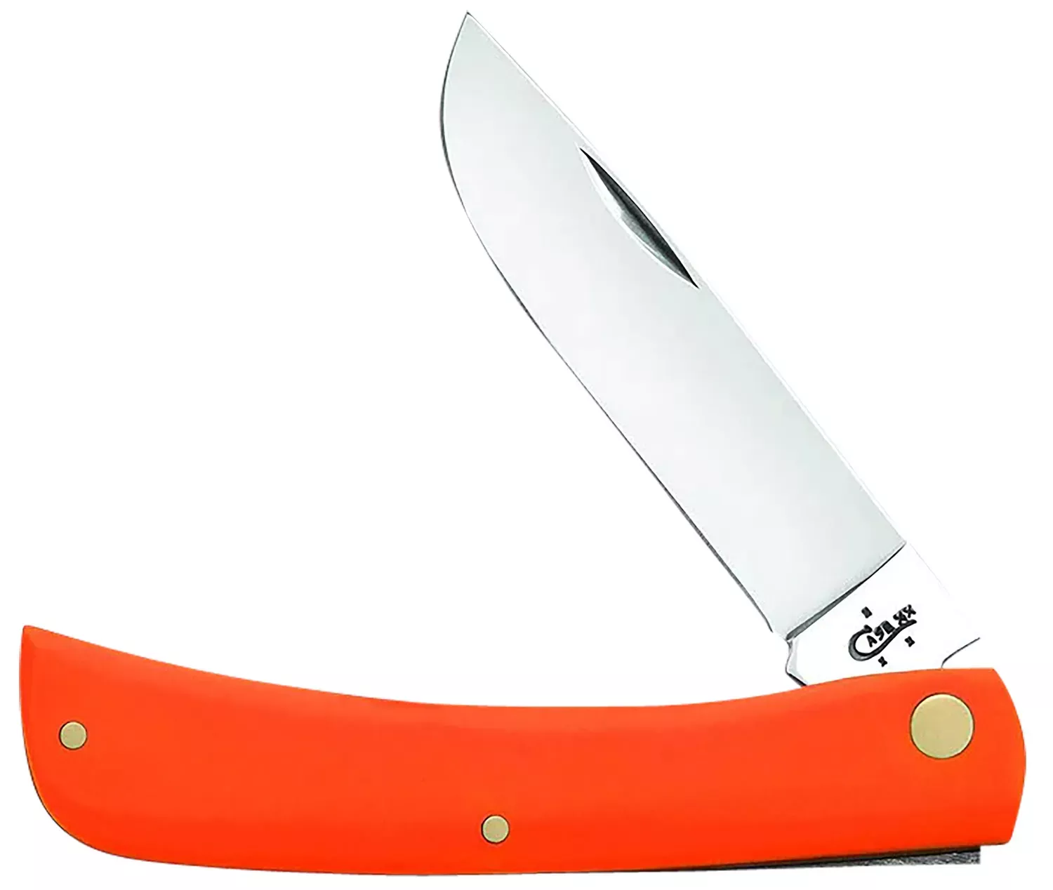 Case 80512 Sod Buster 3.75" Folding Skinner Plain Mirror Polished Tru-Sharp SS Blade Orange Handle