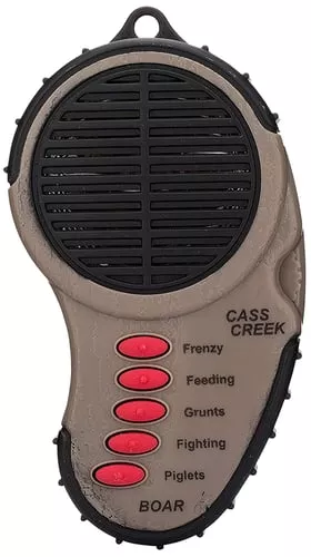 Cass Creek CC034 Ergo ElectronicBoar Call, 5 Authentic Sounds, Brown Plastic, Includes Belt Clip & External Speaker Input Jack