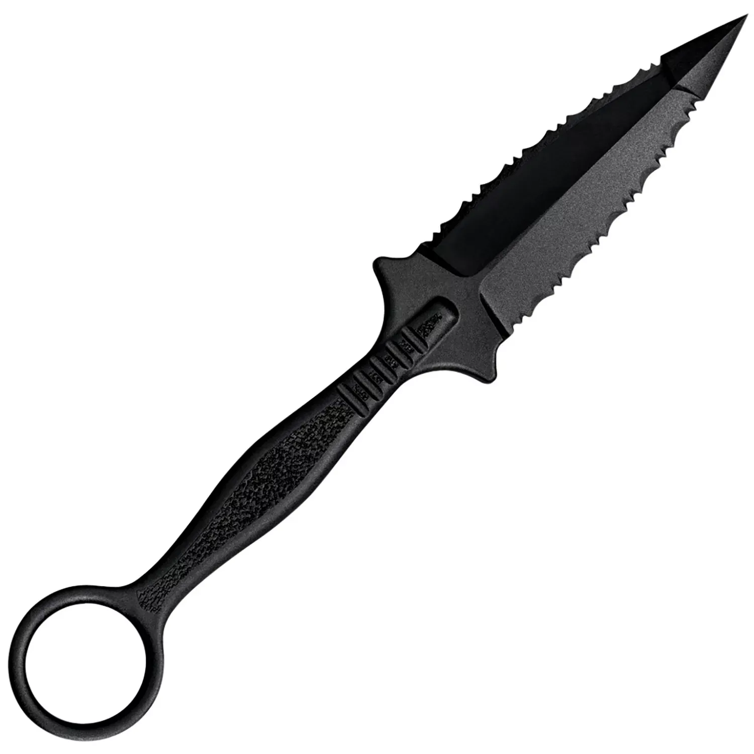 Cold Steel FGX Ring Dagger 3.50" Fixed Serrated Dagger Black Griv-Ex Blade/Black w/Molded Ring Griv-Ex Handle