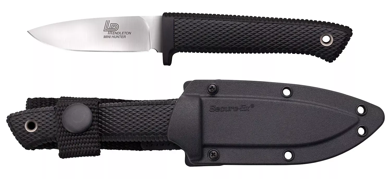 Cold Steel Pendleton Mini Hunter 3" Fixed Plain Stone Washed American CPM 3V High Carbon Steel Blade/Black Textured Kray-Ex Handle Includes Sheath