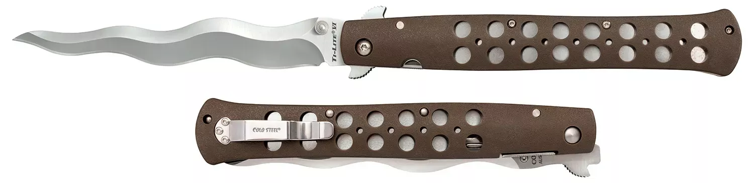 Cold SteelTi-Lite6" Folding Plain Kris AUS 10A Steel Blade/ Black Griv-Ex Handle