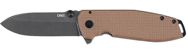 CRKT 2495B SQUID XM 2.95" Folding Drop Point Plain Stonewashed D2 Steel Blade, Brown Textured G10/SS Handle