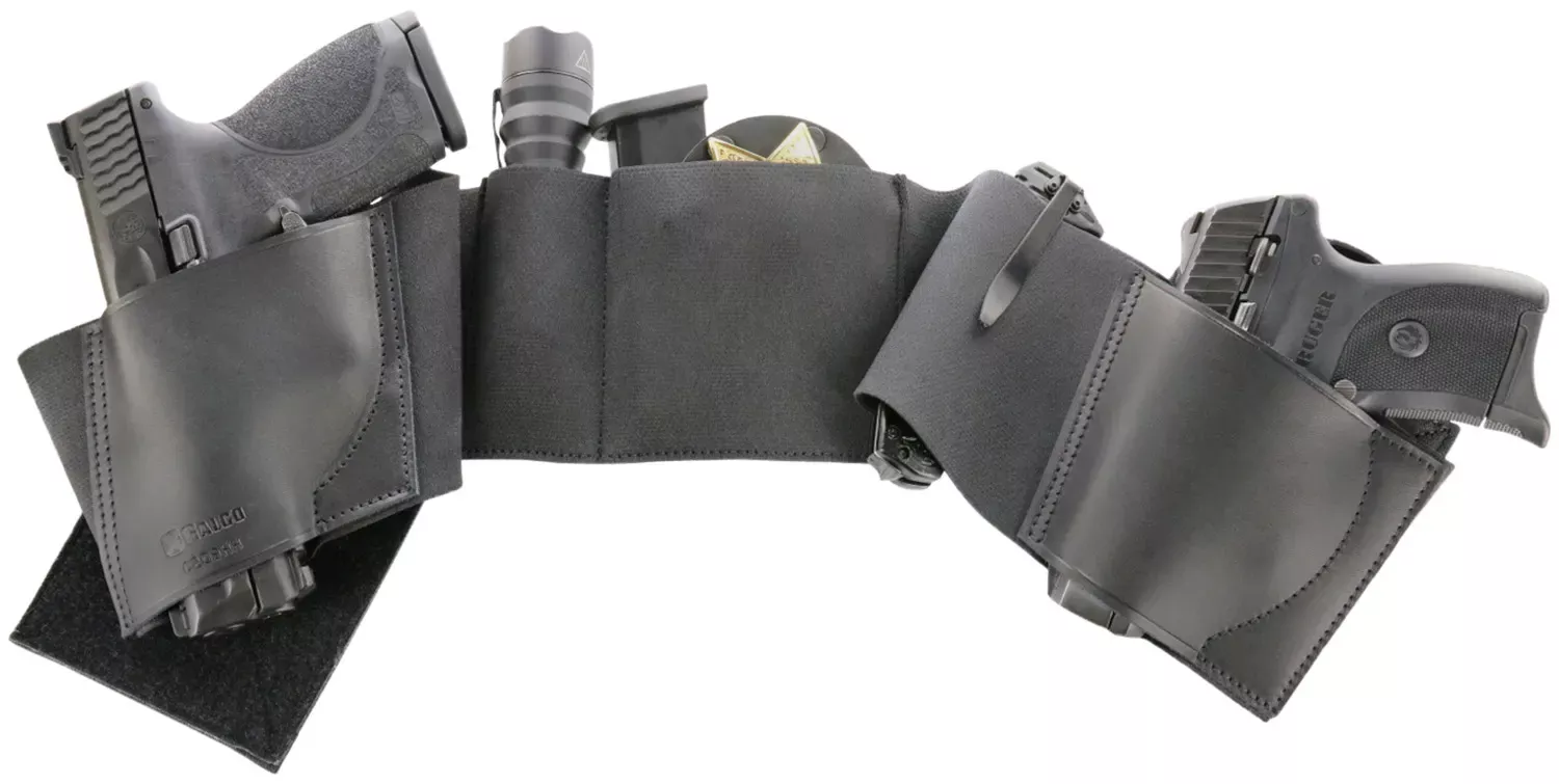Galco UnderWraps Elite Belly Band Medium Black Nylon/Leather Ambidextrous
