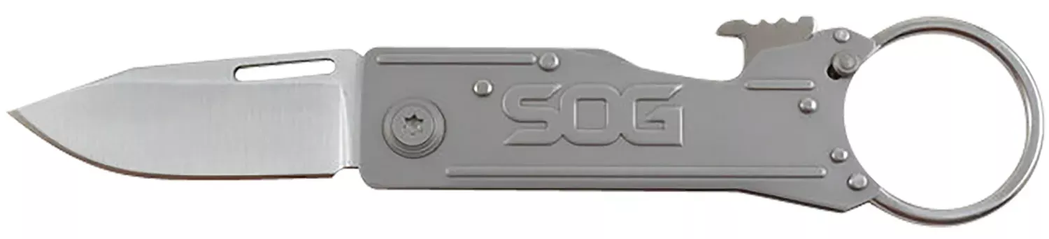 KeyTron1.80" Folding Plain Clip Point Grey 5Cr13MoV SS Blade/ Grey Stainless Steel Handle