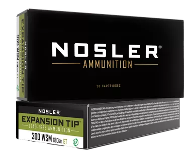 Nosler 40152 E-Tip300WSM 180gr E Tip Lead Free 20 Per Box/10 Case
