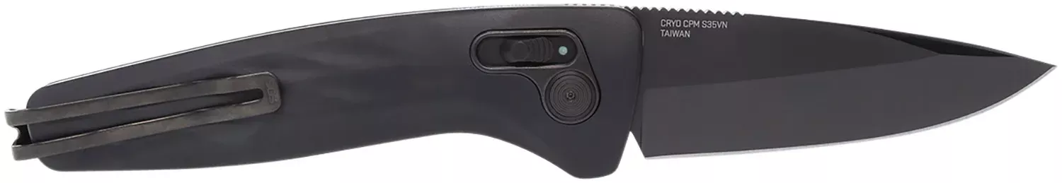 S.O.G One-Zero Auto 3.10" Folding Plain Black Chrome CPM SS Blade Black Aluminum Handle