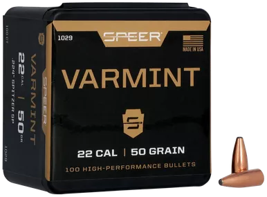 Speer 1029 Varmint22Cal 50gr Jacketed Soft Point 100 Per Box/5 Case