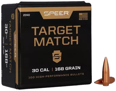 Speer 2040 Rifle Plinking Target Match .308 168 gr Open Tip Match Boat Tail 100 Per Box/ 5 Case