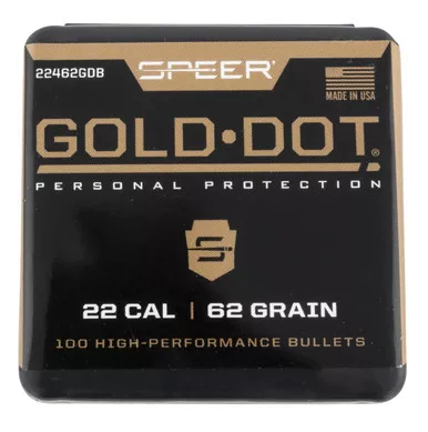 Speer 22462GDB Gold Dot224Cal 62gr Soft Point 100 Per Box/20 Case