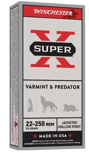 Super-X 22-250 REM 55gr JHP SX 20/bx