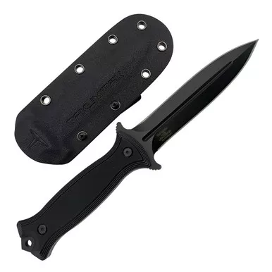 TAKUMITAK Havoc Black D2 Spear Point Blade G10 Handle Fixed Knife with Kydex Sheath (TKF202BK)