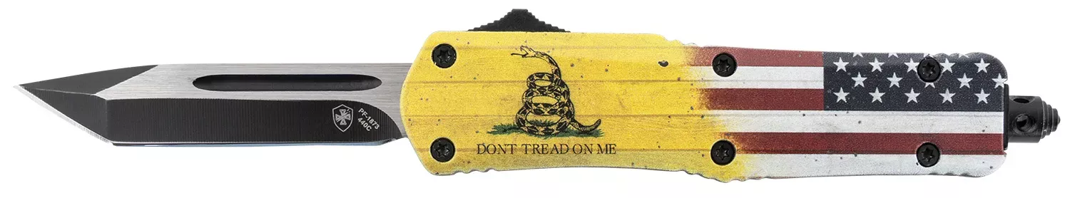 Templar Knife Don't Tread on Me Gen II Small 2.75" OTF Plain Black Oxide SS Blade