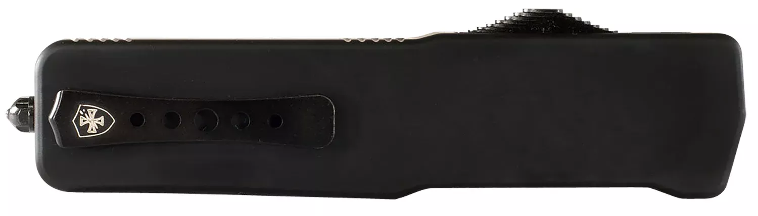 Templar Knife Premium Weighted Large 3.55" OTF Dagger Plain Black Oxide Stonewashed Powdered D2 Steel Blade/5.25" Black Rubber/Aluminum Zinc Alloy Handle