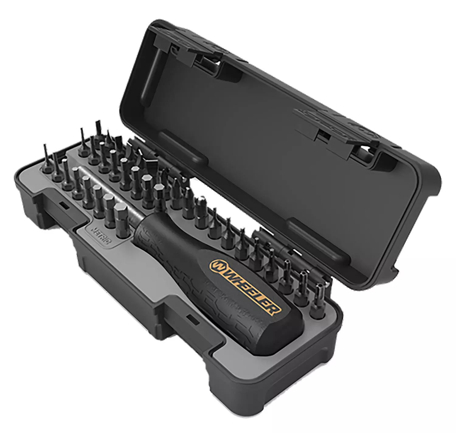 Wheeler SpaceSaver Screwdriver Set w/Magnetic Tip Handle 36 Pieces Black Case